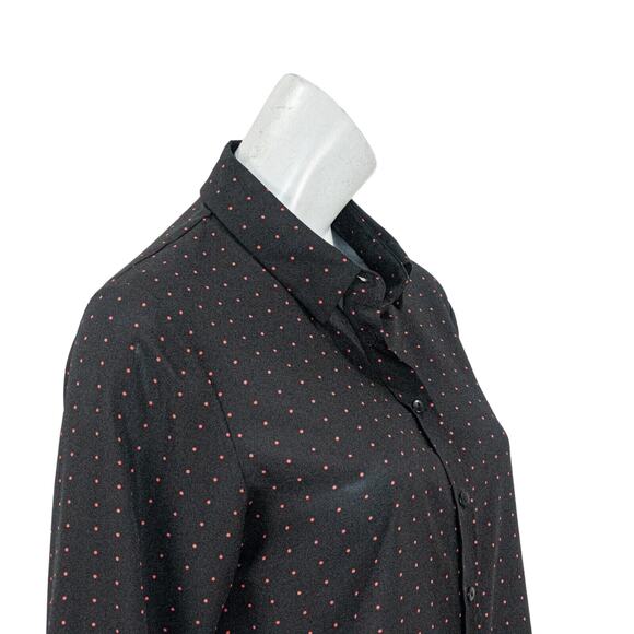 The KOOPLES Black Polka Dot Print Blouse tighten cuffs size Medium - Picture 12 of 12